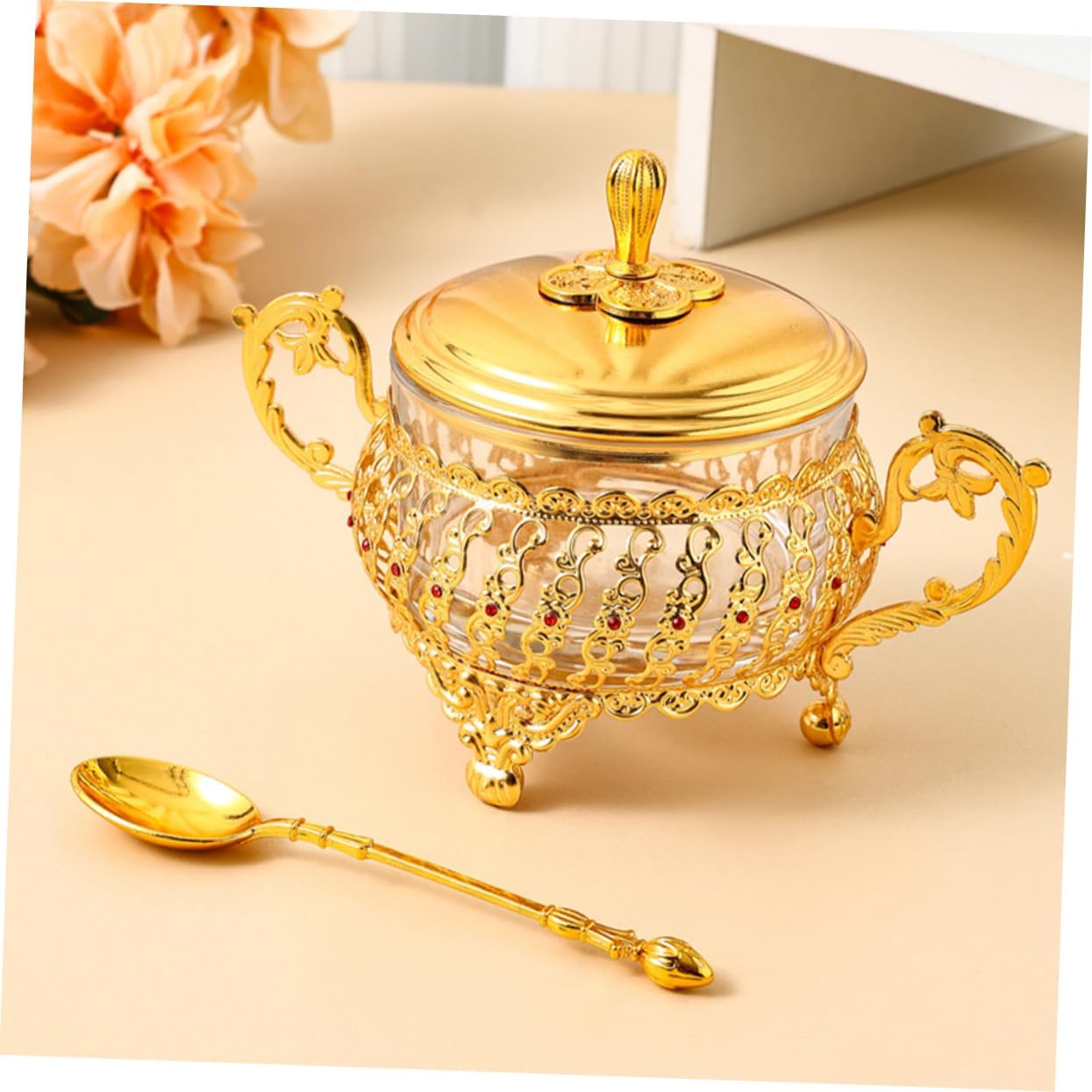 Sugar Bowl with Lid and Spoon  - Kitchen Gadgets Gold 评论和价格